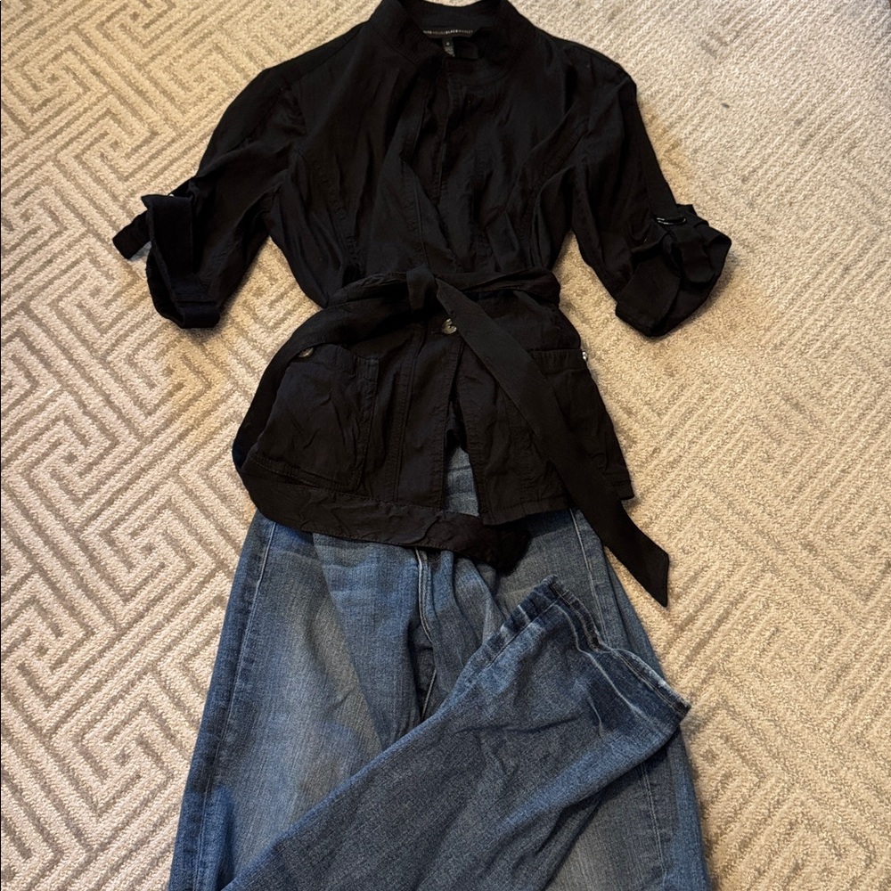 Ribbon Belted Jacket by Black house White market